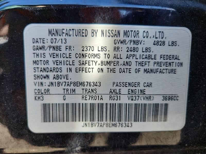 Продаж на аукціоні авто 2014 Infiniti Q50, vin: JN1BV7AP8EM676343, номер лоту: 76052275