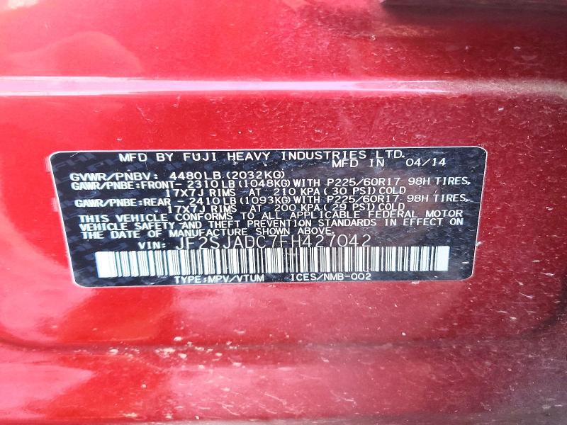 78118955 :رقم المزاد ، JF2SJADC7FH427042 vin ، 2015 Subaru Forester مزاد بيع