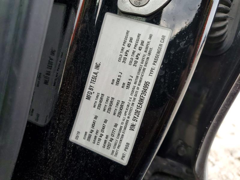 Aukcja sprzedaży 2019 Tesla Model 3, vin: 5YJ3E1EA9KF394995, numer aukcji: 77517505