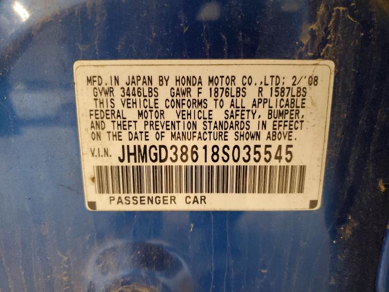Aukcja sprzedaży 2008 Honda Fit, vin: JHMGD38618S035545, numer aukcji: 79289905