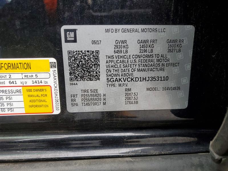 Aukcja sprzedaży 2017 Buick Enclave, vin: 5GAKVCKD1HJ353110, numer aukcji: 77873585