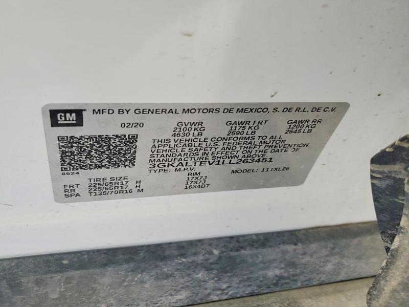 2020 Gmc Terrain მანქანა იყიდება აუქციონზე, vin: 3GKALTEV1LL263451, აუქციონის ნომერი: 75946265