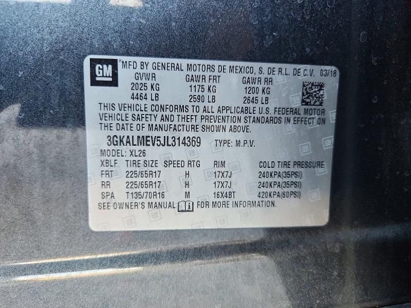 2018 Gmc Terrain მანქანა იყიდება აუქციონზე, vin: 3GKALMEV5JL314369, აუქციონის ნომერი: 76990395