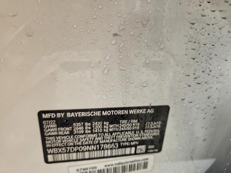 77531385 :رقم المزاد ، WBX57DP09NN178663 vin ، 2022 Bmw X3 مزاد بيع