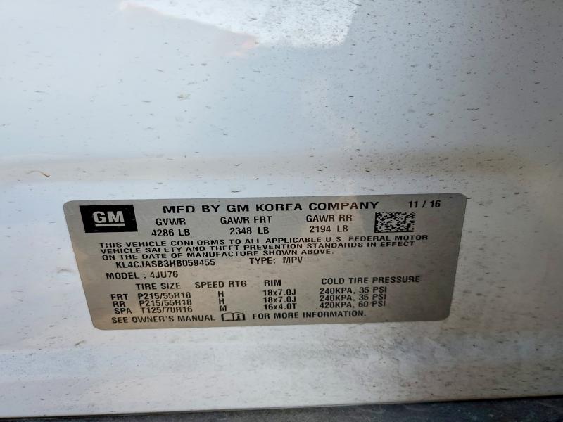 Aukcja sprzedaży 2017 Buick Encore, vin: KL4CJASB3HB059455, numer aukcji: 78645995