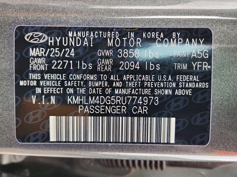 2024 Hyundai Elantra მანქანა იყიდება აუქციონზე, vin: KMHLM4DG5RU774973, აუქციონის ნომერი: 78177335