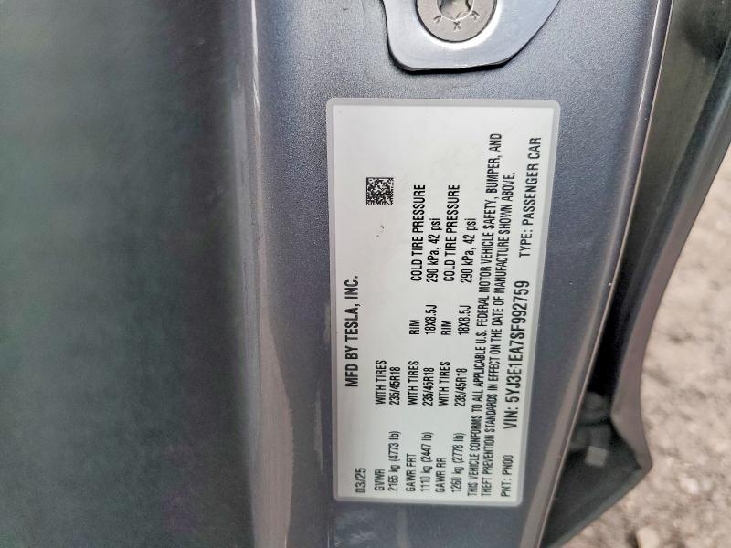Продажа на аукционе авто 2025 Tesla Model 3, vin: 5YJ3E1EA7SF992759, номер лота: 77305295