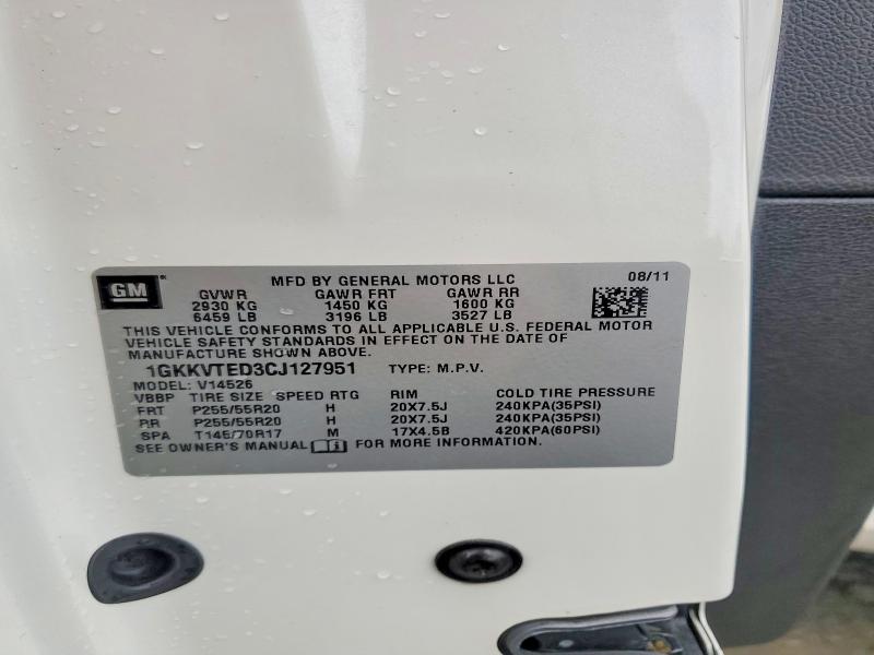 77682795 :رقم المزاد ، 1GKKVTED3CJ127951 vin ، 2012 Gmc Acadia مزاد بيع