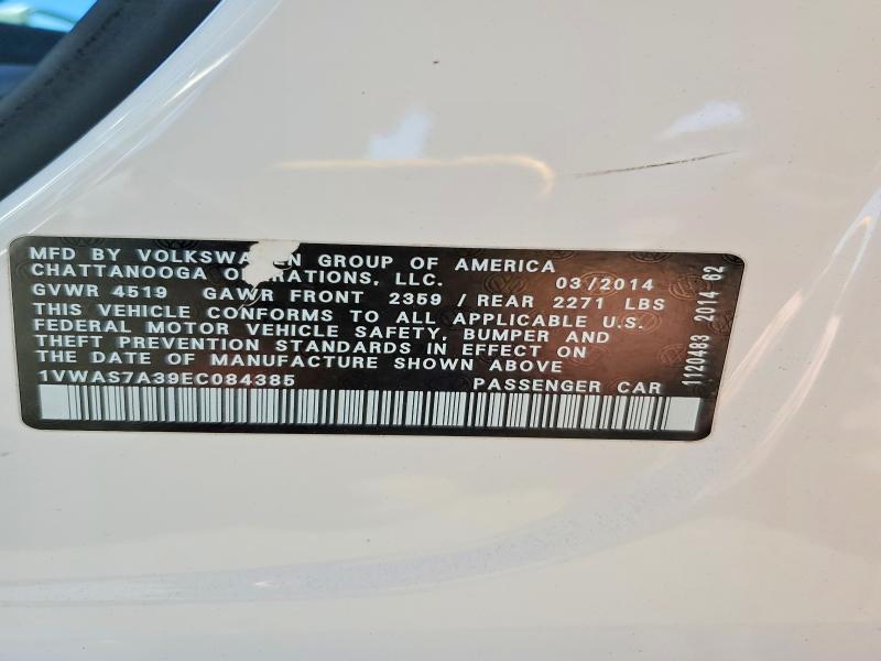Aukcja sprzedaży 2014 Volkswagen Passat, vin: 1VWAS7A39EC084385, numer aukcji: 75228765