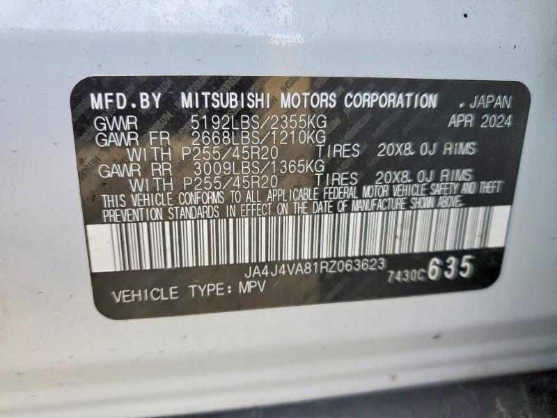 Продаж на аукціоні авто 2024 Mitsubishi Outlander, vin: JA4J4VA81RZ063623, номер лоту: 77369135
