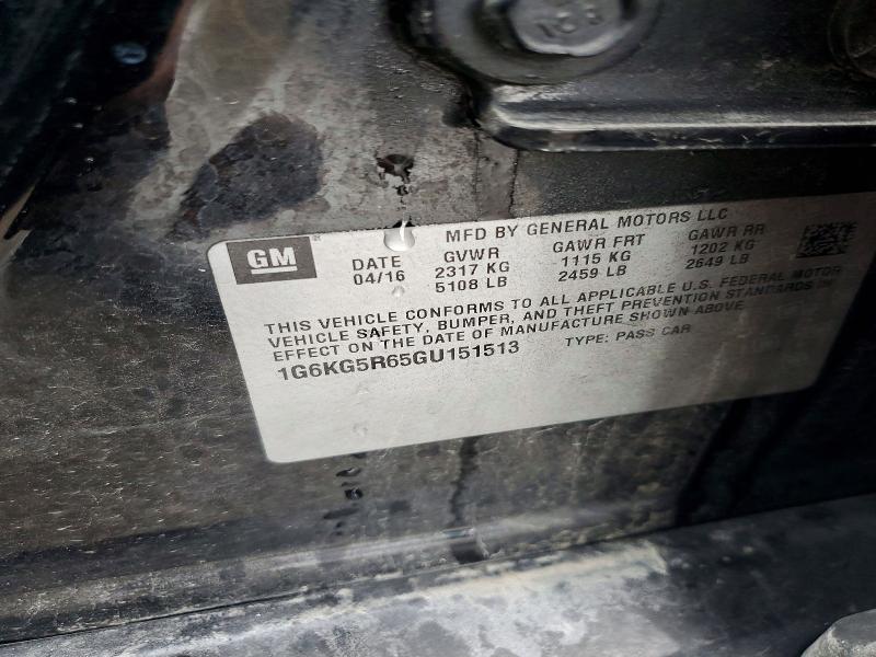 2016 Cadillac Ct6 მანქანა იყიდება აუქციონზე, vin: 1G6KG5R65GU151513, აუქციონის ნომერი: 77657905