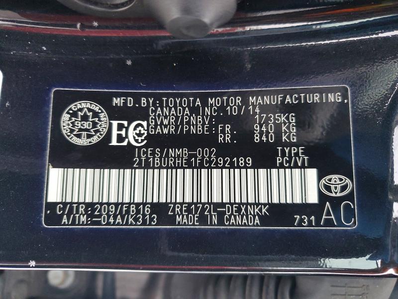Продаж на аукціоні авто 2015 Toyota Corolla, vin: 2T1BURHE1FC292189, номер лоту: 76538485