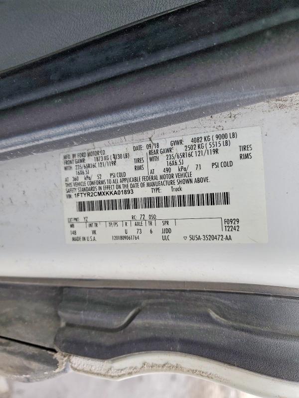 Aukcja sprzedaży 2019 Ford Transit, vin: 1FTYR2CMXKKA01893, numer aukcji: 76589335