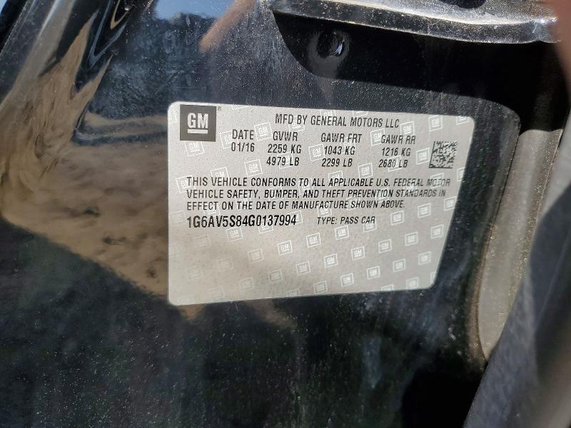 79009315 :رقم المزاد ، 1G6AV5S84G0137994 vin ، 2016 Cadillac Cts مزاد بيع