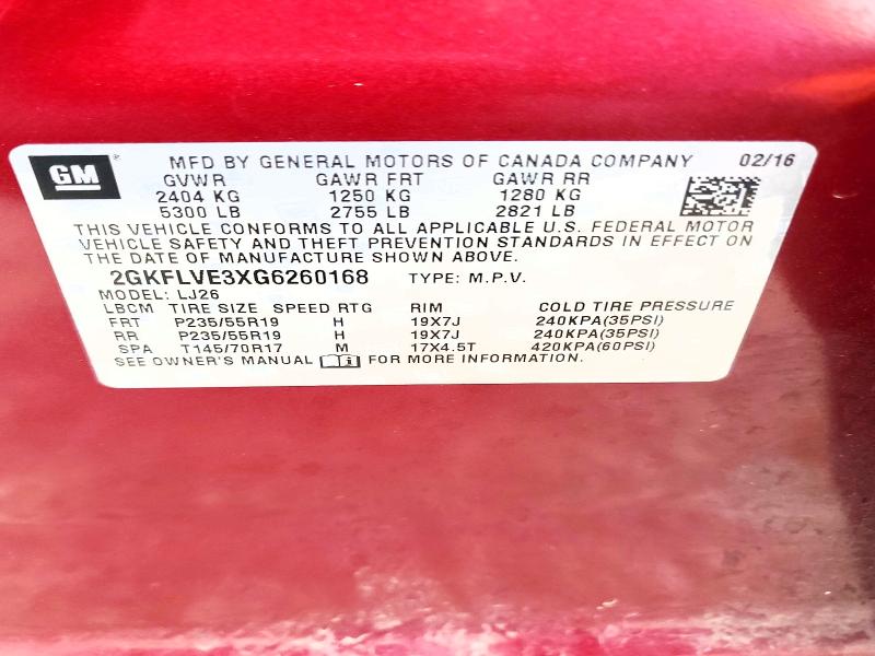 2016 Gmc Terrain მანქანა იყიდება აუქციონზე, vin: 2GKFLVE3XG6260168, აუქციონის ნომერი: 77609035