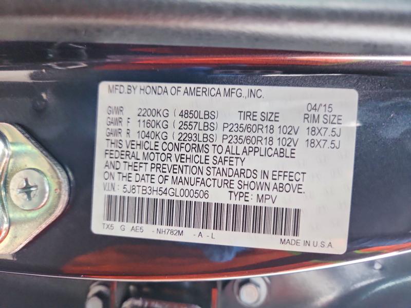Aukcja sprzedaży 2016 Acura Rdx, vin: 5J8TB3H54GL000506, numer aukcji: 75743065