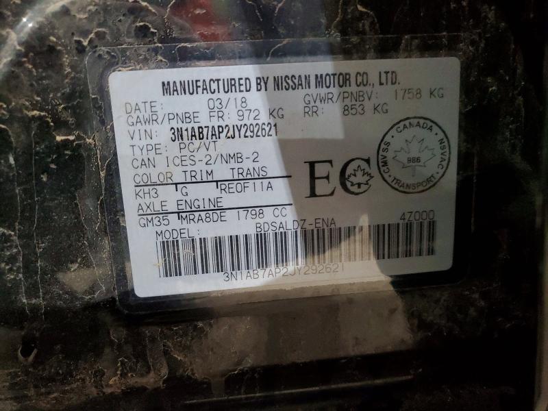 77574365 :رقم المزاد ، 3N1AB7AP2JY292621 vin ، 2018 Nissan Sentra S مزاد بيع