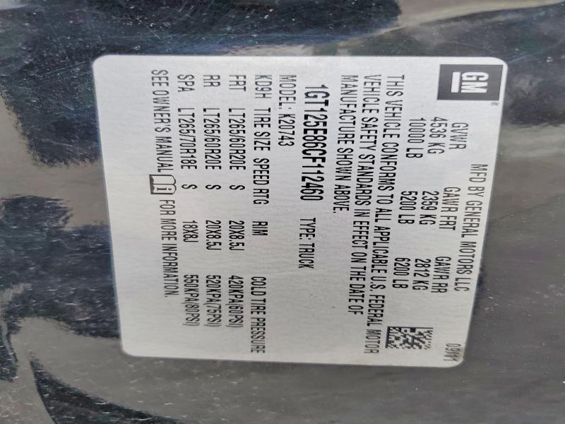 Продажа на аукционе авто 2012 Gmc Sierra, vin: 1GT125E86CF112460, номер лота: 79039085