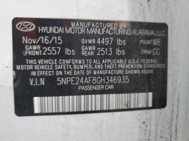 Aukcja sprzedaży 2016 Hyundai Sonata Se, vin: 5NPE24AF8GH346935, numer aukcji: 43309434