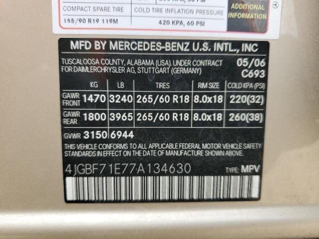 45695884 :رقم المزاد ، 4JGBF71E77A134630 vin ، 2007 Mercedes-benz Gl 450 4matic مزاد بيع