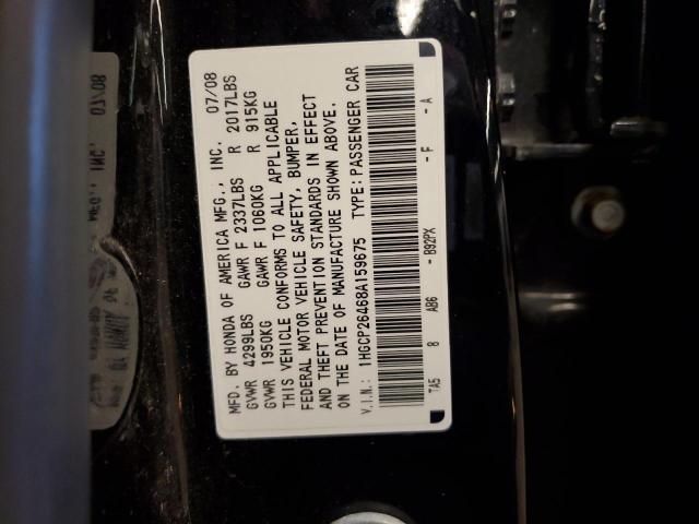 48926714 :رقم المزاد ، 1HGCP26468A159675 vin ، 2008 Honda Accord Lxp مزاد بيع
