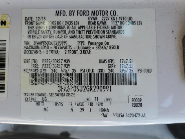 Aukcja sprzedaży 2016 Ford Fusion Titanium Phev, vin: 3FA6P0SU2GR290991, numer aukcji: 45374384