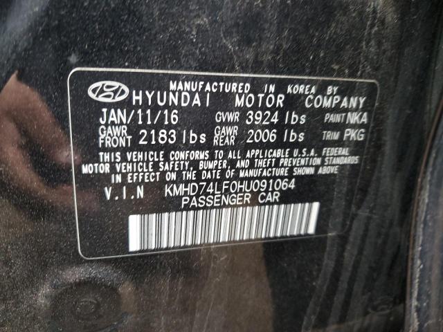 2017 Hyundai Elantra Se მანქანა იყიდება აუქციონზე, vin: KMHD74LF0HU091064, აუქციონის ნომერი: 45520234