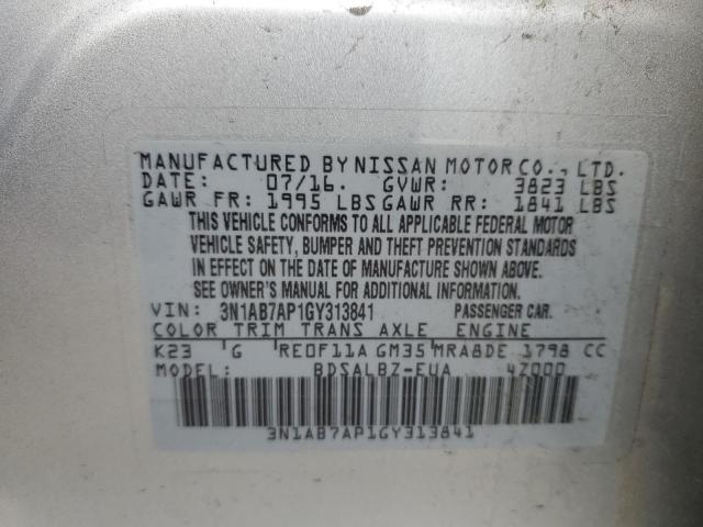 Продаж на аукціоні авто 2016 Nissan Sentra, vin: 3N1AB7AP1GY313841, номер лоту: 46527054