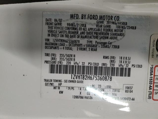 Aukcja sprzedaży 2007 Ford Mustang Gt, vin: 1ZVHT82H675360878, numer aukcji: 44941594