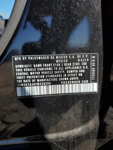 Aukcja sprzedaży 2015 Volkswagen Jetta Base, vin: 3VW2K7AJ5FM338399, numer aukcji: 45391574