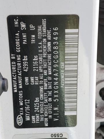 45643164 :رقم المزاد ، 5XXGN4A79CG083496 vin ، 2012 Kia Optima Ex مزاد بيع