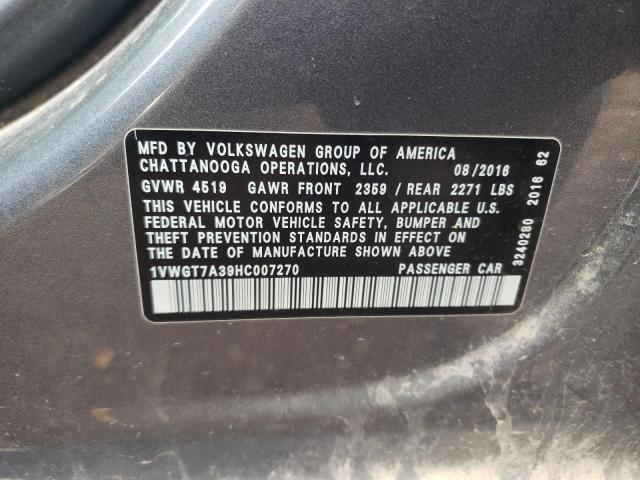 47823224 :رقم المزاد ، 1VWGT7A39HC007270 vin ، 2017 Volkswagen Passat مزاد بيع