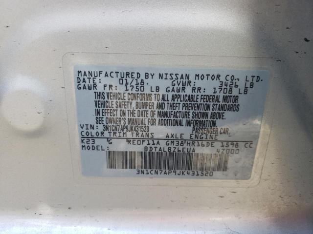 Aukcja sprzedaży 2018 Nissan Versa S, vin: 3N1CN7AP9JK431520, numer aukcji: 45567084