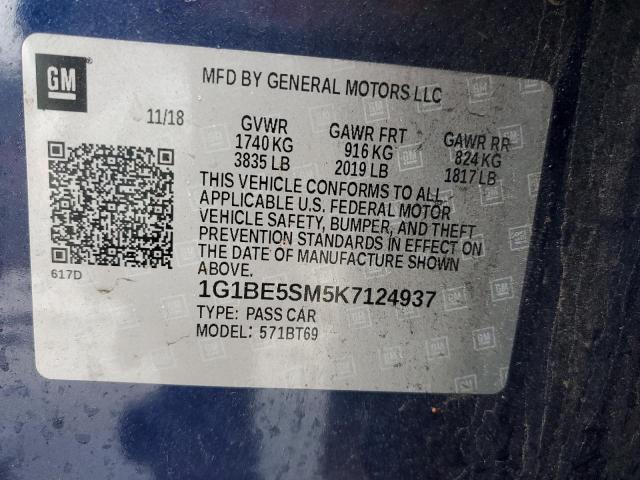 Aukcja sprzedaży 2019 Chevrolet Cruze Lt, vin: 1G1BE5SM5K7124937, numer aukcji: 45177104