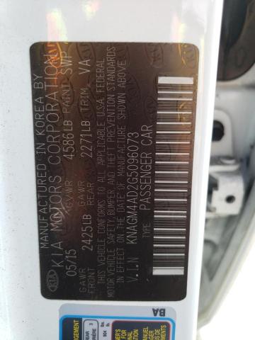 47171964 :رقم المزاد ، KNAGM4AD2G5096073 vin ، 2016 Kia Optima Hybrid مزاد بيع