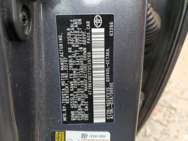 2007 Toyota Camry Le მანქანა იყიდება აუქციონზე, vin: 4T1BK46K27U539768, აუქციონის ნომერი: 45525674