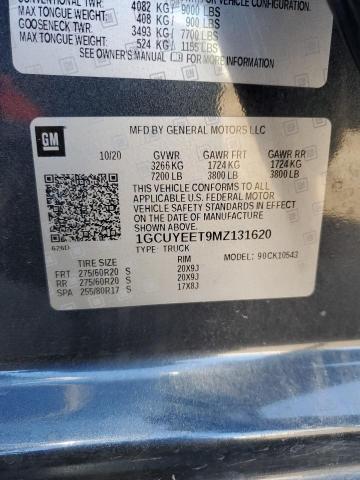 2021 Chevrolet Silverado K1500 Rst მანქანა იყიდება აუქციონზე, vin: 1GCUYEET9MZ131620, აუქციონის ნომერი: 44994684
