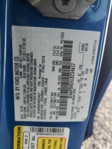 45312114 :رقم المزاد ، 3FA6P0HD5LR234657 vin ، 2020 Ford Fusion Se مزاد بيع