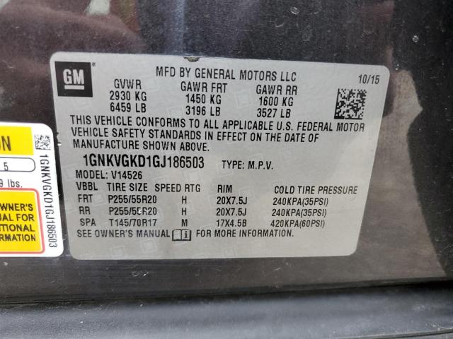 Aukcja sprzedaży 2016 Chevrolet Traverse Lt, vin: 1GNKVGKD1GJ186503, numer aukcji: 45316644