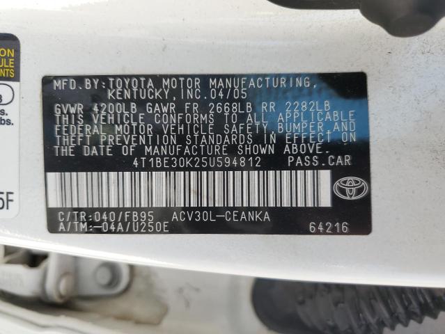 48944984 :رقم المزاد ، 4T1BE30K25U594812 vin ، 2005 Toyota Camry Le مزاد بيع
