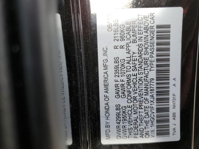 Aukcja sprzedaży 2018 Honda Accord Lx, vin: 1HGCV1F1XJA187779, numer aukcji: 45309654