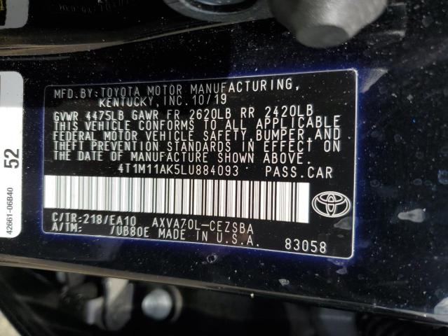 Продажа на аукционе авто 2020 Toyota Camry Se, vin: 4T1M11AK5LU884093, номер лота: 45645594