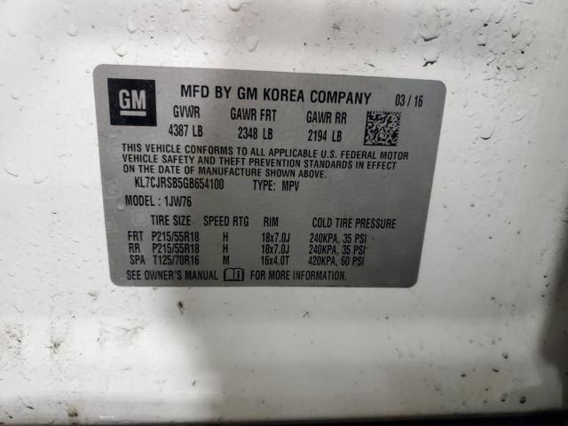 46389704 :رقم المزاد ، KL7CJRSB5GB654100 vin ، 2016 Chevrolet Trax Ltz مزاد بيع