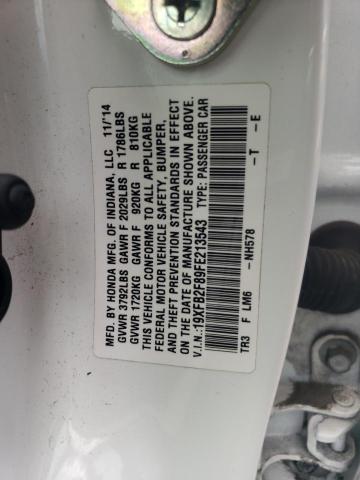 2015 Honda Civic Ex მანქანა იყიდება აუქციონზე, vin: 19XFB2F89FE213543, აუქციონის ნომერი: 45537044