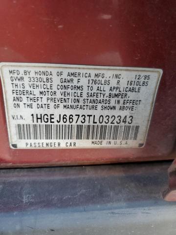Aukcja sprzedaży 1996 Honda Civic Lx, vin: 1HGEJ6673TL032343, numer aukcji: 45537984