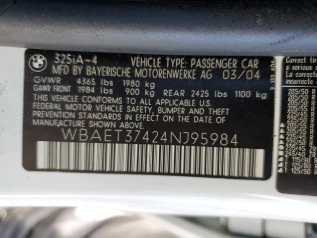 Aukcja sprzedaży 2004 Bmw 325 I, vin: WBAET37424NJ95984, numer aukcji: 44859274