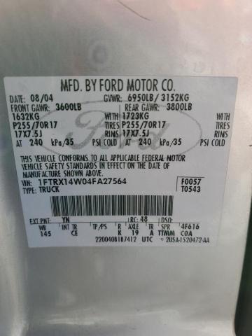 Aukcja sprzedaży 2004 Ford F150, vin: 1FTRX14W04FA27564, numer aukcji: 45508984