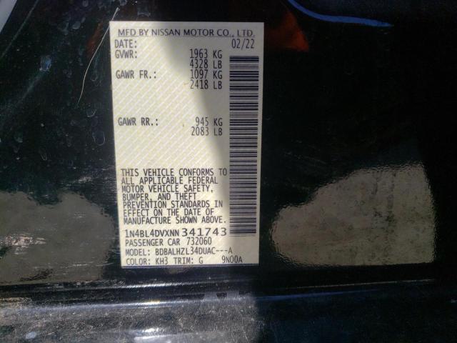 46202774 :رقم المزاد ، 1N4BL4DVXNN341743 vin ، 2022 Nissan Altima Sv مزاد بيع