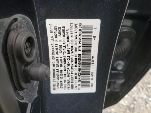 Aukcja sprzedaży 2019 Honda Civic Lx, vin: 19XFC2F68KE038546, numer aukcji: 45243154