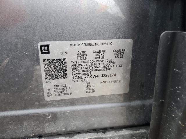 Aukcja sprzedaży 2020 Chevrolet Traverse Lt, vin: 1GNERGKW4LJ228174, numer aukcji: 45449034